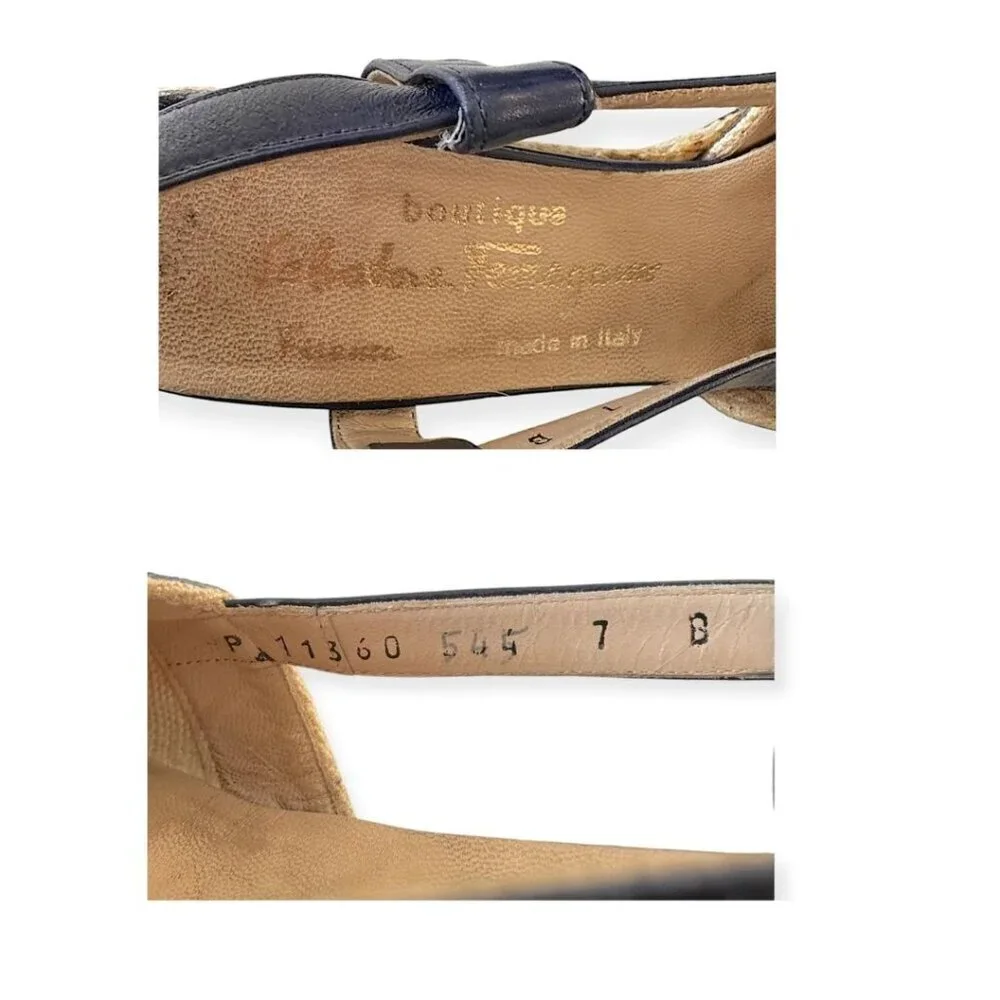 Vintage Salvatore Ferragamo Espadrille Wedge Sandals, Sie 7B, 80s-90s